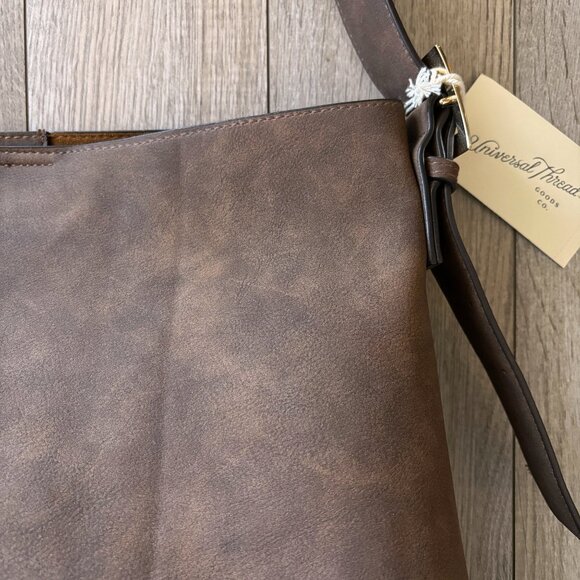 Universal Thread Slouchy Bucket Shoulder Bag Brown Faux Suede Boho Quiet Luxury - Picture 5 of 16